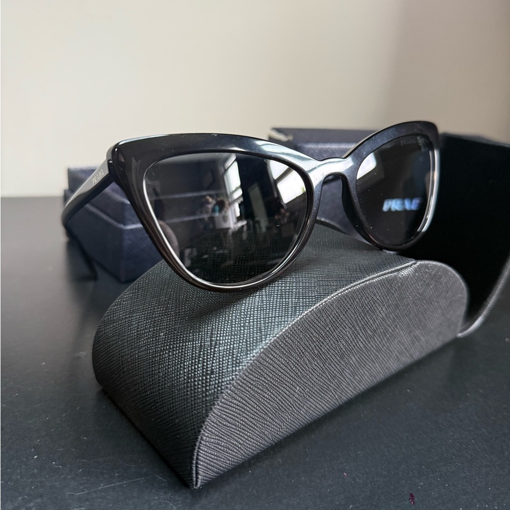 Prada Black Cateye Sunglasses with Protective Case